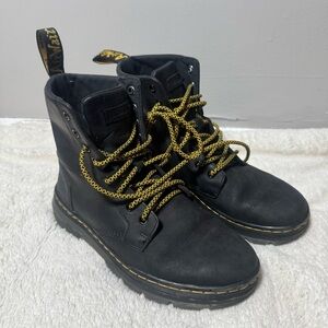 Dr. Marten Black Combs Wyoming Leather Lace Up Combat Boots